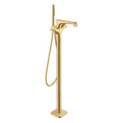 Смеситель для ванны Axor Citterio E термостатический, напольный, неповоротный, латунный, длина излива 19 см, цвет шлифованное золото, с душевым шлангом/держателем/лейкой
