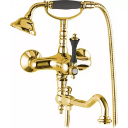 Смеситель для ванны/душа Cezares Margot, настенный, однорычажный, поворотный, длина 295 мм, керамический, латунь, цвет золото 24 карат