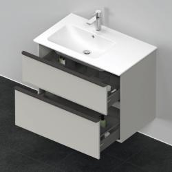 Тумба под раковину Duravit D-Neo, 81х46,2х62,5 см, подвесная, 2 выдвижных ящика, ДСП, цвет: бетонно-серый, шкафчик навесной, прямоугольная, правая/левая, для раковины ME by Starck # 234583, в ванную комнату