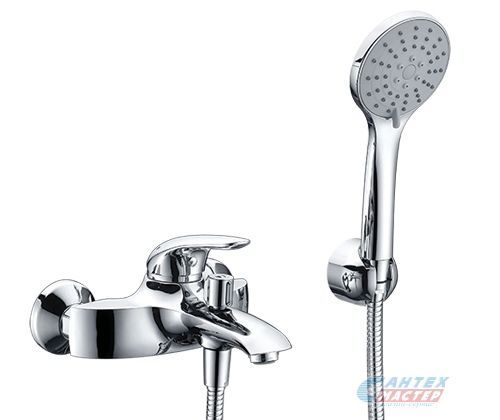 Смеситель для ванны/душа Wasserkraft Rossel однорычажный, керамический, настенный, излив фиксированный 175,8 мм, с гибким шлангом, душем/лейкой, латунь, цвет хром, короткий, универсальный, горизонтальный, рычажный, кран, комплект, сантехника