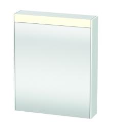 Зеркальный шкаф Duravit Brioso, 62х76х14,8 см, подвесной, цвет: белый матовый, зеркало с подсветкой LED/ЛЭД, выключатель/розетка, с 1 распашной дверцей/одностворчатый, 2 стеклянные полки, прямоугольный, левый