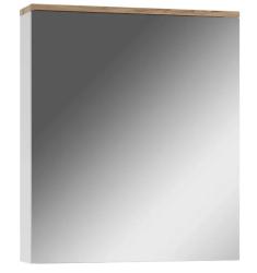 Зеркальный шкаф Домино Fortuna 60, 600х149х700 мм, без подсветки, подвесной, цвет белый/дуб вотан, зеркало, 1 распашная дверца, прямоугольный, левый, левосторонний