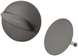 Слив-перелив для ванны Hansgrohe Flexaplus (внешняя часть набора), вентиль/предохранительная пробка, диаметр 80/70 мм, латунь, цвет шлифованный черный хром, круглая