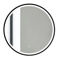 Зеркало Azario Aurora, 80х80 см, с LED/ЛЕД-подсветкой, с диммером, цвет рамы- черный, круглое, выключатель сенсорный, для ванны, навесное/подвесное/настенное