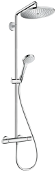 Душевая система Hansgrohe Croma Select S Showerpipe 280 1jet, высота 121 см, цвет хром, комплект: верхний душ/ручной душ/термостат для душа/штанга для душа/держатель для душа/душевая штанга, наружного монтажа, настенная, нержавеющая сталь