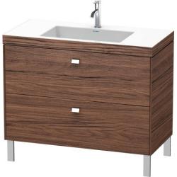 Тумба c раковиной Duravit Brioso, 100х48х70,1 см, напольная, 2 выдвижных ящика, ДСП, цвет: орех темный/хром /Vero Air, мебельная, прямоугольная, цвет белый, фарфоровая, без отверстия под смеситель, без перелива