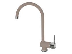 Смеситель для кухни ALVEUS ARC 110 BEIGE - G55 однорычажный, поворотный, керамический, высокий излив, высота излива 23,3 см, латунь, покрытие гранит, цвет бежевый