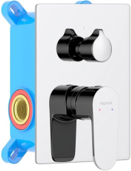 Смеситель для ванны/душа Aquatek Оберон настенный, однорычажный, встраиваемый, 2 режима, без излива, латунь, цвет хром