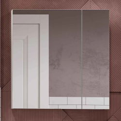 Зеркальный шкаф Акватон Асти 70, 70х70х13 см, подвесной, цвет белый, зеркало, 2 распашные дверцы/стеклянные полки, механизм доводчика, прямоугольный