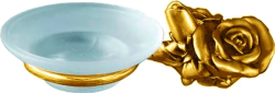 Мыльница настенная Art&Max Rose, цвет: золото, латунь/стекло, форма округлая, для душа/ванны/мыла, в ванную комнату, под мыло, мыльница, на стену