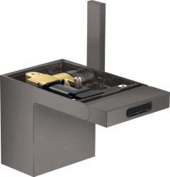 Смеситель для биде Axor MyEdition однорычажный, без панели, керамический, фиксированный излив, длина 12,1 см, латунь, цвет шлифованный черный хром, без шланга/лейки, со сливным гарнитуром