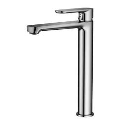 Смеситель для раковины/умывальника Splenka S222.15.05 высокий, однорычажный, неповоротный, фиксированный излив, длина 180 мм, высота 248 мм, нержавеющая сталь, цвет сатин