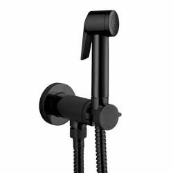 Гигиенический душ Bossini PALOMA FLAT с прогрессивным смесителем, лейка пластиковая, шланг Cromolux, цвет черный матовый, материал латунь/пластик, для ванной
