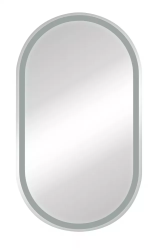 Зеркальный шкаф Континент "Elmage white LED", 45х80 см, подвесной, с LED/ЛЕД-подсветкой, выключатель: датчик движения, цвет белый, зеркало, 1 распашная дверца, овальный