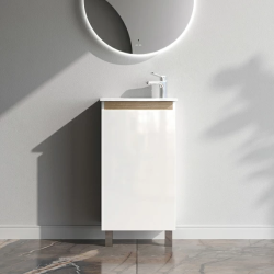 Тумба под раковину Am.Pm X-Joy 42,5х81х24,8 см напольная, 1 распашная дверца, цвет сочетание дерева и белого глянца, материал МДФ / ЛДСП прямоугольная, в ванную комнату