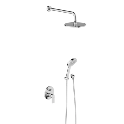Душевая система Damixa Apollo встраиваемая, цвет хром, комплект: смеситель/тропический душ круглый (с верхней лейкой)/лейка/шланг, латунь/ABS-пластик/ПВХ, скрытого монтажа 