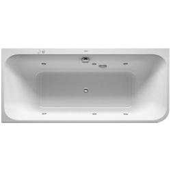 Ванна Duravit Happy D.2 Plus 180х80 см гидромассажная, пристенная, акриловая, цвет: белый/графит матовый, с ножками/сливом-переливом/фронтальной панелью, прямоугольная/угловая, с системой гидромассажа Jet-System, два наклона для спины, левая