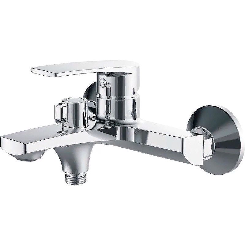 Смеситель для ванны/душа HAIBA однозахватный, хромированный, настенный, излив 182 мм, неповоротный, латунь, цвет хром