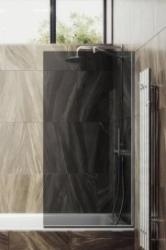 Душевая шторка на ванну MaybahGlass, 140х40 см, графитовое стекло/профиль узкий, цвет хром матовый, фиксированная, закаленное стекло 8 мм, плоская/панель, правая/левая, правосторонняя/левосторонняя, универсальная