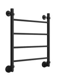 Полотенцесушитель Двин J 60/50, водяной (1"-1/2" К3  черный матовый), универсальное подключение, нержавеющая сталь, настенный, форма лесенка, цвет черный матовый, к отоплению и ГВС, для отопления, обогрева в ванной