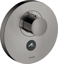 Смеситель для душа Axor ShowerSelect HighFlow, термостатический, скрытого монтажа, 1 потребитель, настенный, без излива/шланга/лейки, круглый, латунный, цвет полированный черный хром, с клапаном для ручного душа, с термостатом