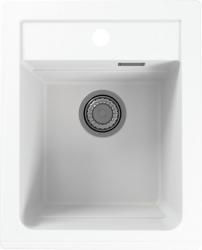 Мойка кухонная ALVEUS GRANITAL ATROX 10 ARCTIC - G11 40х50х19,5 см, врезная, искусственный гранит, прямоугольная, цвет арктик/белый, с отверстием под смеситель, в комплекте с сифоном 1132823