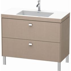 Тумба c раковиной Duravit Brioso, 100х48х70,1 см, напольная, 2 выдвижных ящика, ДСП, цвет: лен/хром /Vero Air, мебельная, прямоугольная, цвет белый, фарфоровая, с площадкой под смеситель, без перелива