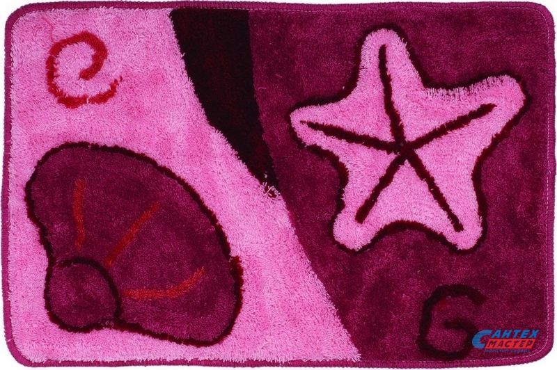 Коврик для ванны АкваЛиния 50х80 акрил розовый ракушка 67