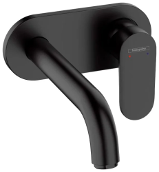 Смеситель для раковины Hansgrohe Vernis Blend, скрытого монтажа, встраиваемый/настенный, однорычажный, фиксированный излив, длина 20,7 см, керамический, латунь, цвет матовый черный, без донного клапана