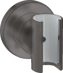 Держатель для душевой лейки Axor Citterio, настенный, металлический, фиксированный, круглый, для душа/ванной/душевой кабины, цвет шлифованный черный хром, на стенку