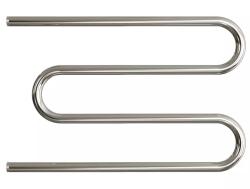 Полотенцесушитель Двин M 50/80, водяной (1" К0  Полированный), боковое подключение, нержавеющая сталь, настенный, форма М-образная, цвет хром, к отоплению и ГВС, для отопления, обогрева в ванной