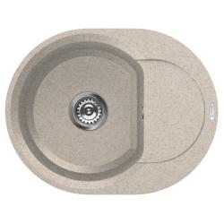 Мойка кухонная Omoikiri Sakaime 60E-SA, 47х60 см, врезная, из искусственного гранита (Tetogranit), овальная, цвет бежевый, без отверстия под смеситель, с крылом, оборачиваемая, слив-перелив, врезная в столещницу, для кухни