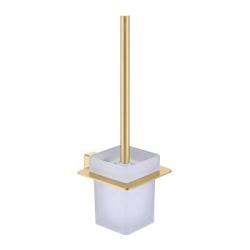 Ершик для унитаза Raglo R301.10.03 настенный, материал нержавеющая сталь/стекло, прямоугольный, для туалета/унитаза, ванную комнату/туалет, цвет сатин золотой