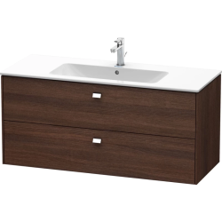 Тумба c раковиной Duravit Brioso, 120х48х61,3 см, подвесная, 2 выдвижных ящика, ДСП, цвет: каштан темный/хром /Vero Air, мебельная, прямоугольная, цвет белый, фарфоровая, с площадкой под смеситель, без перелива