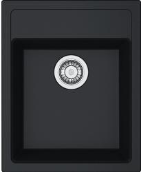 Мойка кухонная Franke SIRIUS SID 610-40, 43х53 см, врезная, тектонит (Tectonite®), прямоугольная, цвет оникс, без отверстия под смеситель, без крыла, слив-перелив, врезная в столещницу, для кухни