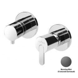 Смеситель для душа Cezares Leaf, встраиваемый, на 3 выхода, однорычажный, без излива, керамический, латунь, внутренний (скрытый монтаж), цвет матовая сталь