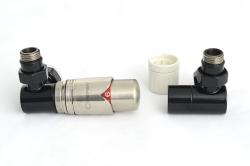 Автоматический терморегулятор Сунержа 3D левый G 1/2" НР х G 3/4" набор, цвет графитовый черный, сталь