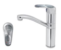 Смеситель для кухни/мойки Варион KARAT Серебро, однорычажный, поворотный, керамический, длина излива 155 мм, латунь, цвет хром