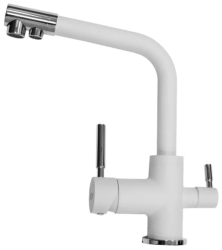 Смеситель для кухни/мойки EMAR, с подключением фильтра питьевой воды, однорычажный, керамический картридж, высокий, с поворотным изливом, длина излива 190 мм, латунь, цвет агат