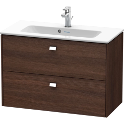 Тумба c раковиной Duravit Brioso, 100х48х61,3 см, подвесная, 2 выдвижных ящика, ДСП, цвет: каштан темный/хром /Vero Air, мебельная, прямоугольная, цвет белый, фарфоровая, 1 отверстие под смеситель, без перелива