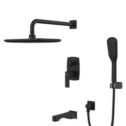 Душевая система Lemark Ursus, встраиваемая, цвет черный, комплект: однорычажный смеситель/излив/тропический душ (с верхней лейкой)/кронштейн/лейка/шланг, латунь, скрытого монтажа