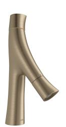 Смеситель для раковины Axor Starck Organic 80, двухвентильный, фиксированный излив, длина излива 11,6 см, керамический, латунь, цвет: под сталь, с незапираемым сливным набором