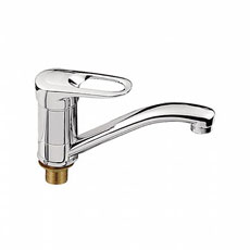 Смеситель для кухни/мойки LEDEME, однорычажный, поворотный, латунный, длина излива 154 мм, латунь, цвет хром