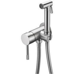 Смеситель с гигиеническим душем Boheme Uno, встраиваемый, однорычажный, керамический, без излива, с гибким шлангом/лейкой, латунь, цвет никель