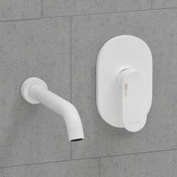 Смеситель для раковины/умывальника WasserKRAFT, встраиваемый, однорычажный, неповоротный, керамический, длина излива 200 мм, латунь, цвет белый матовый