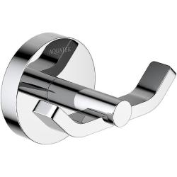 Крючок двойной Aquatek Бетта настенный, нержавеющая сталь/латунь, форма округлая, для полотенец/халатов в ванную/туалет/душевую кабину, цвет хром