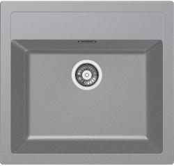 Мойка кухонная Franke SIRIUS SID 610, 56х53 см, врезная, тектонит (Tectonite®), прямоугольная, цвет серый, без отверстия под смеситель, без крыла, слив-перелив, врезная в столещницу, для кухни