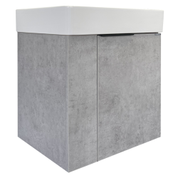 Тумба с раковиной Comforty Асти 60П, 60х70х45,5 см, подвесная, 1 распашная дверца, ЛДСП/МДФ, прямоугольная, цвет- бетон светлый/раковина COMFORTY CF3WL032, прямоугольная, цвет белый, встраиваемая