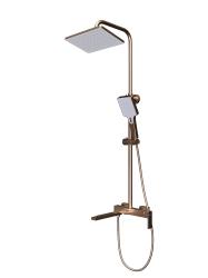 Душевая система Knotlor Stable, высота 1200 мм, цвет бронза, комплект: однорычажный смеситель/излив/тропический душ (с верхней лейкой)/стойка/лейка/шланг, наружного монтажа