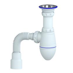 Сифон Unicorn для умывальника, 1 1/4"х32, бутылочный, прикручивающийся выпуск и гибким отводом 32х40/50 мм